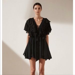 Shona Joy Black Stella Ruffle Draw String Dress